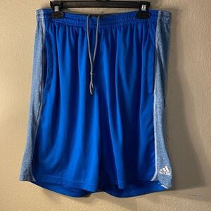 adidas Men’s Bright Royal Blue Athletic Shorts with Heathered Side Panels